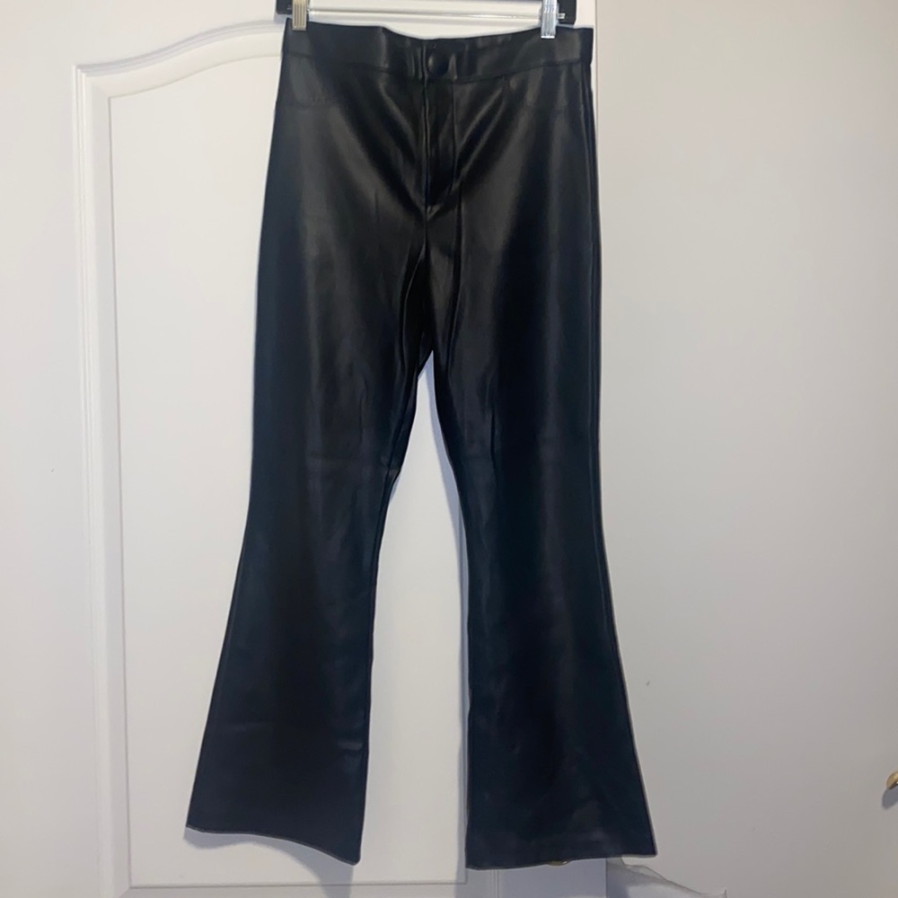 Zara leather flare pants